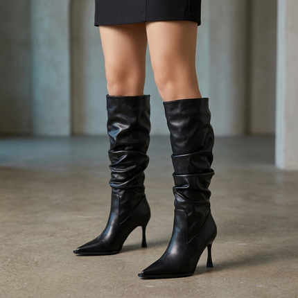 Celestia Stiletto Boots (Black)