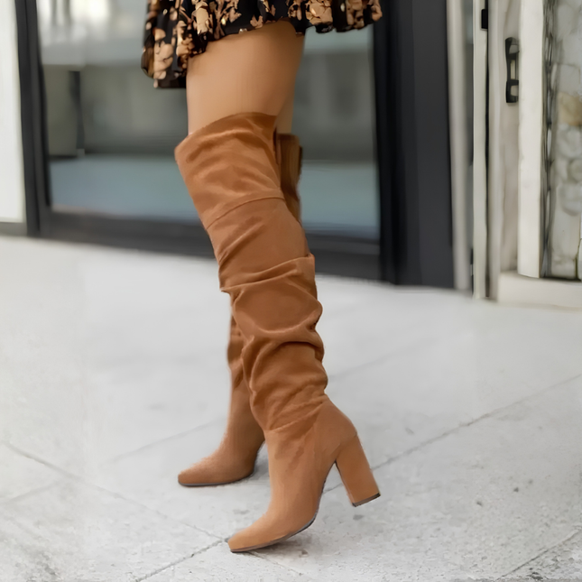 Theodora Over-Knee Boots (Orange)