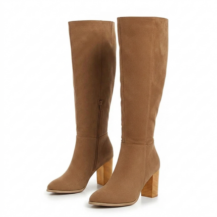 Rosetta Block Heel Boots (Khaki)