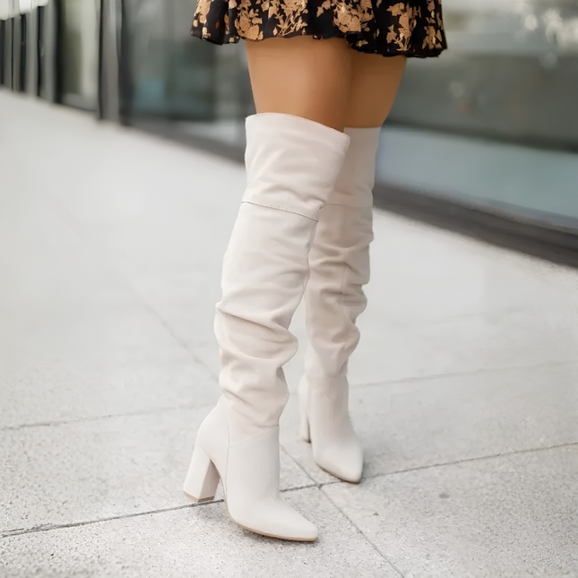 Theodora Over-Knee Boots (White)