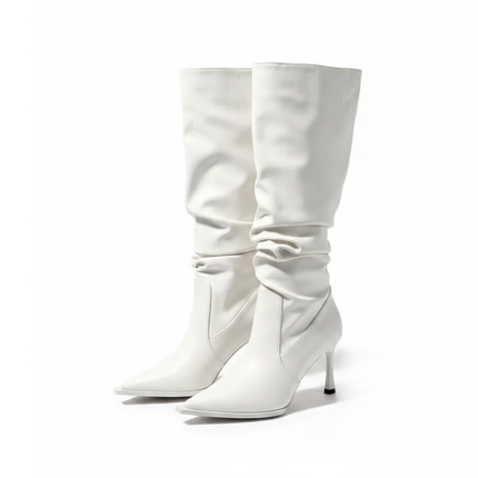 Celestia Stiletto Boots (White)