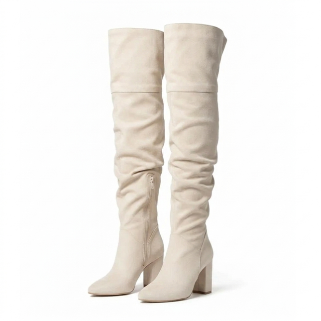 Theodora Over-Knee Boots (White)