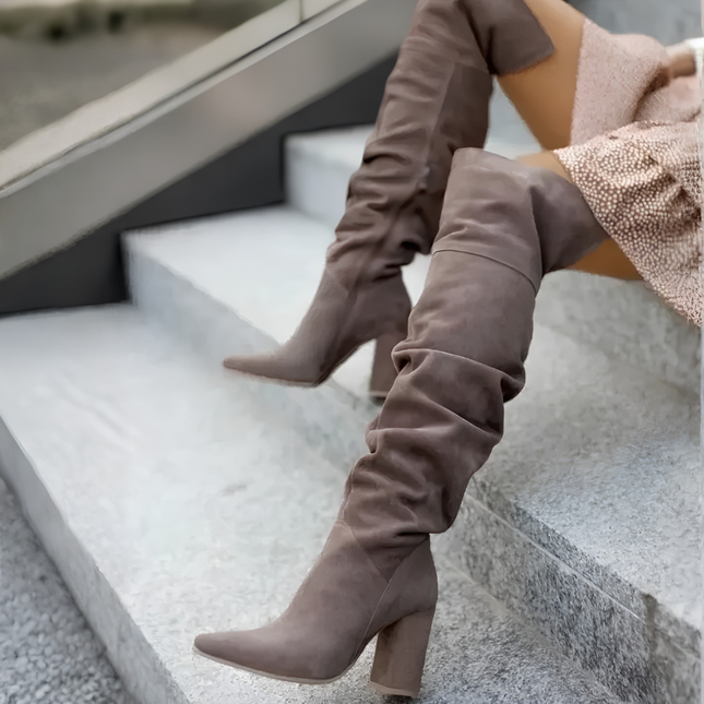 Theodora Over-Knee Boots (Brown)
