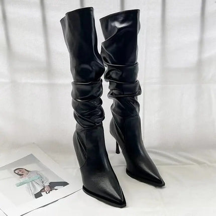 Celestia Stiletto Boots (Black)