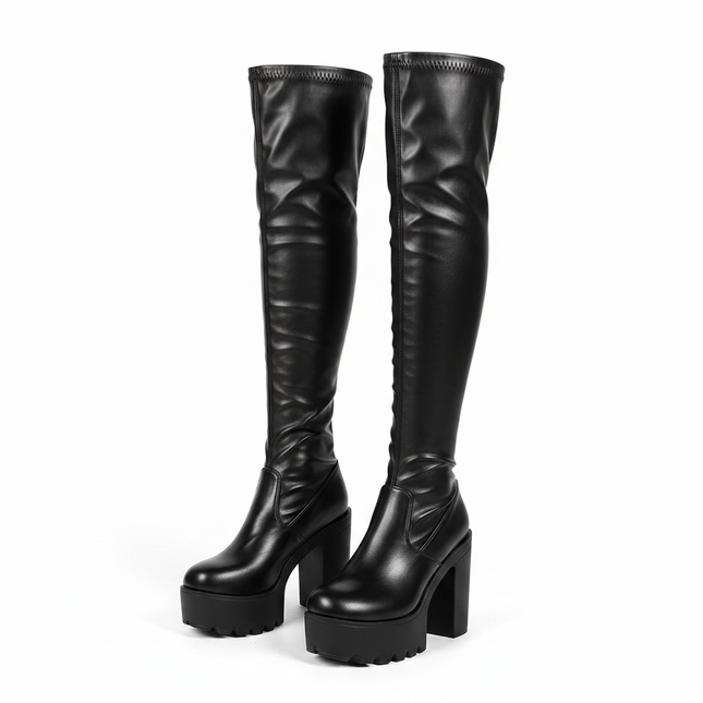 Nicolette Thigh-High Boots (Black)