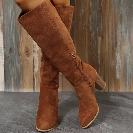 Rosetta Block Heel Boots (Khaki)