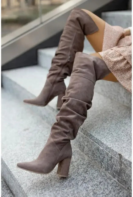Velour Over-The-Knee Boots