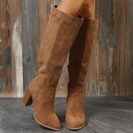 Rosetta Block Heel Boots (Khaki)